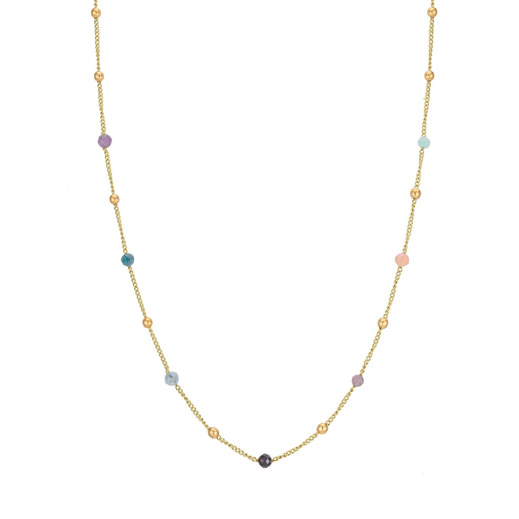 Collier Pierres multicolores acier doré or